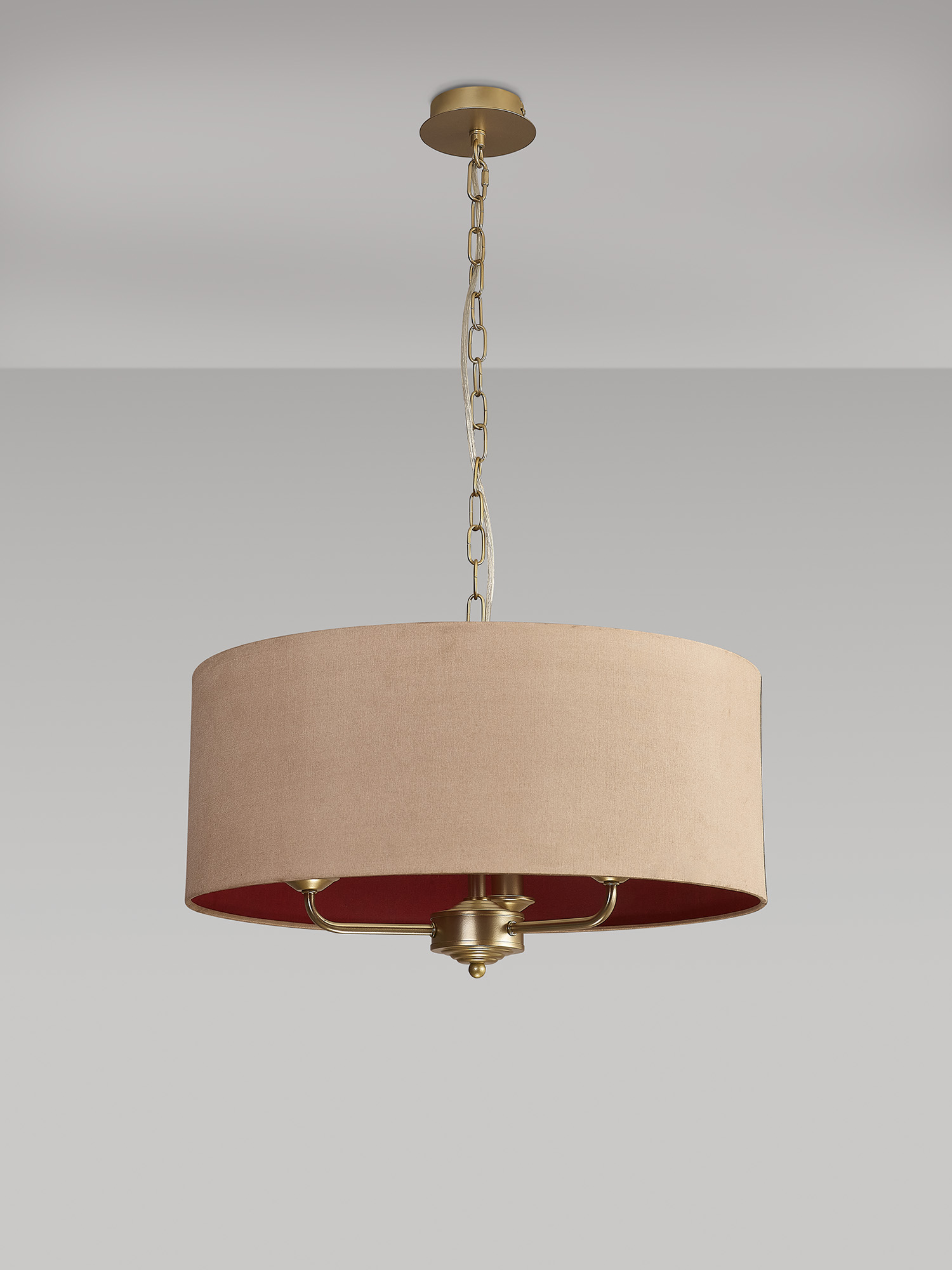 Banyan 50cm 3 Light Pendant Champagne Gold, Antique Gold/Ruby DK0967  Deco Banyan